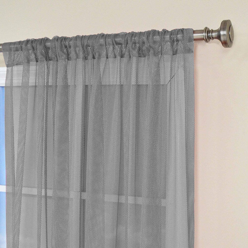 Links Sheer Mesh 84-inch Rod Pocket Curtain Panel - 84"