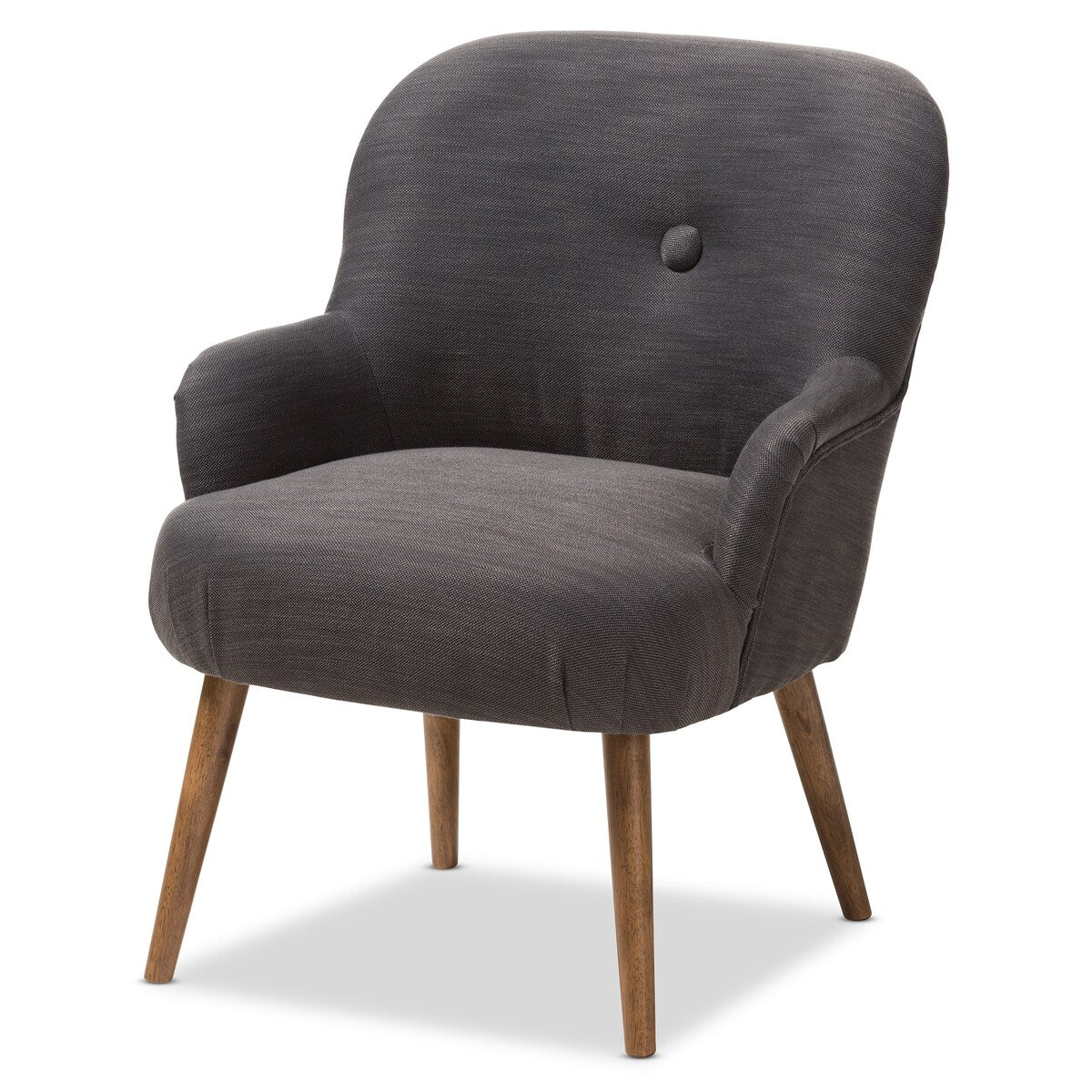 Linnea Mid-Century Modern Grey Fabric Upholstered Walnut Finished Wood Lounge Chair