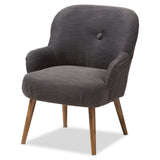 Linnea Mid-Century Modern Grey Fabric Upholstered Walnut Finished Wood Lounge Chair
