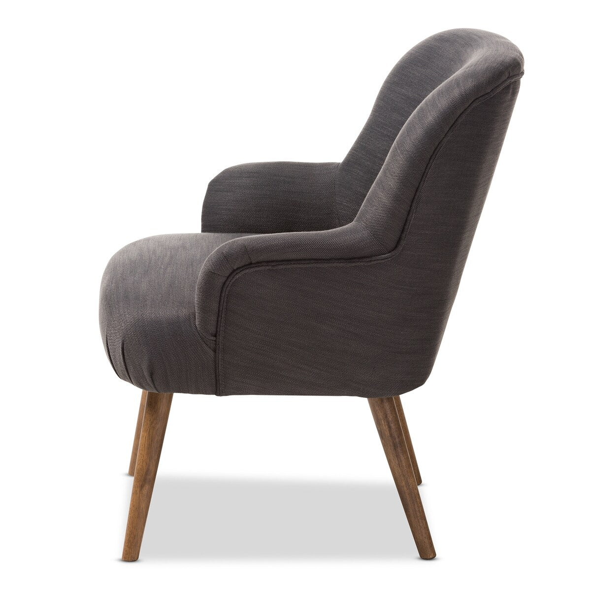 Linnea Mid-Century Modern Grey Fabric Upholstered Walnut Finished Wood Lounge Chair