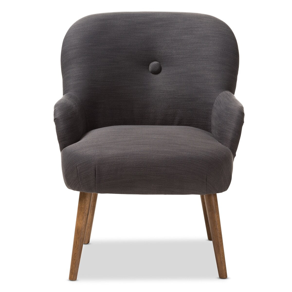 Linnea Mid-Century Modern Grey Fabric Upholstered Walnut Finished Wood Lounge Chair
