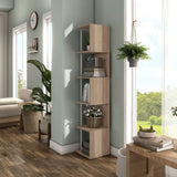 Furniture of America Linnea Modern 5 Tier Accent Corner Bookcase, Freestanding Display Bookshelf with Metal Post