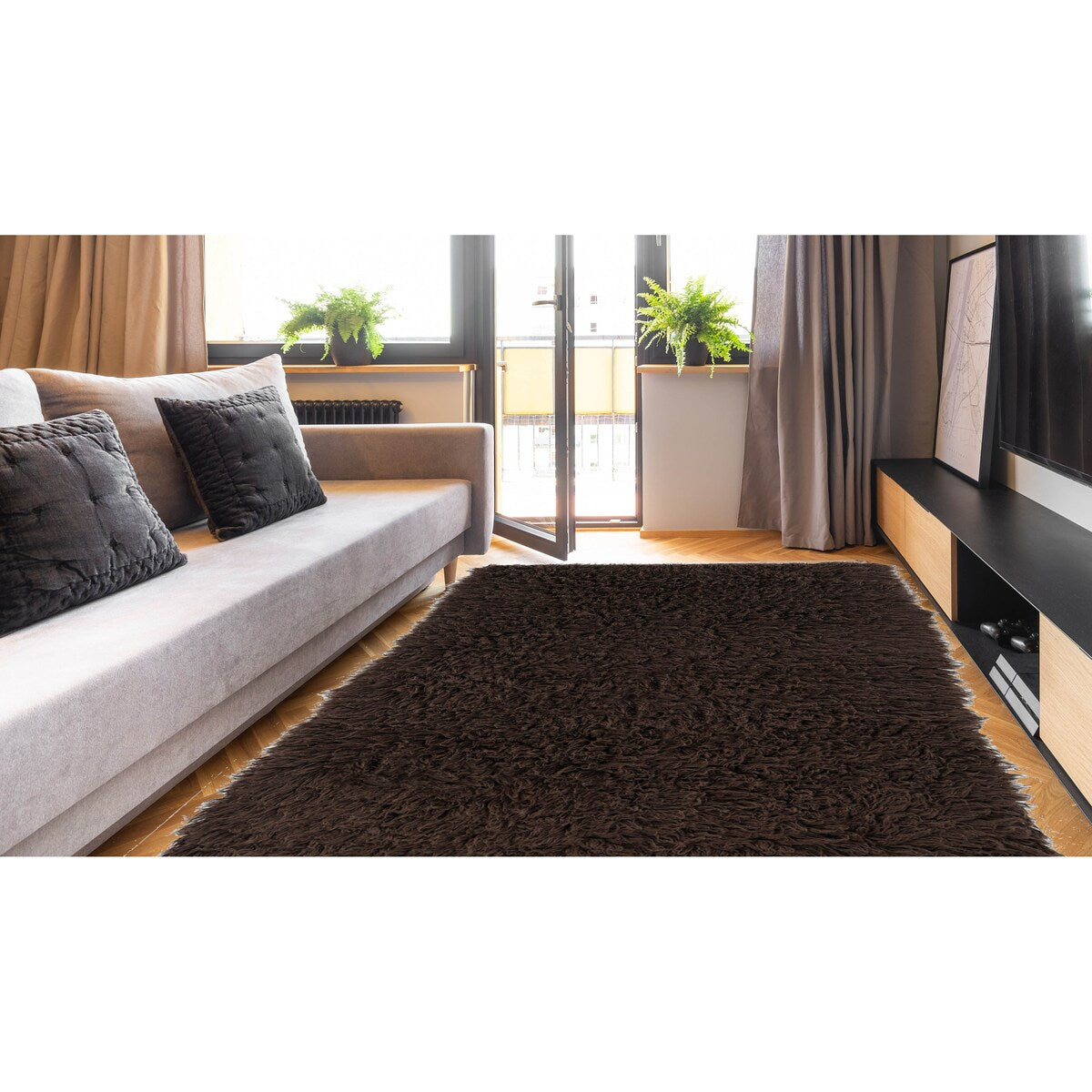 Linon Flokati Super Heavy Cocoa Area Rug (7' x 10') - 7' x 10'
