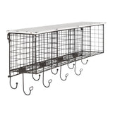 Linon Four Cubby Wall Shelf with Hooks