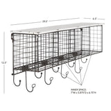 Linon Four Cubby Wall Shelf with Hooks