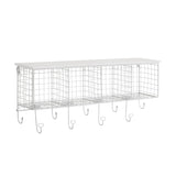 Linon Four Cubby Wall Shelf with Hooks