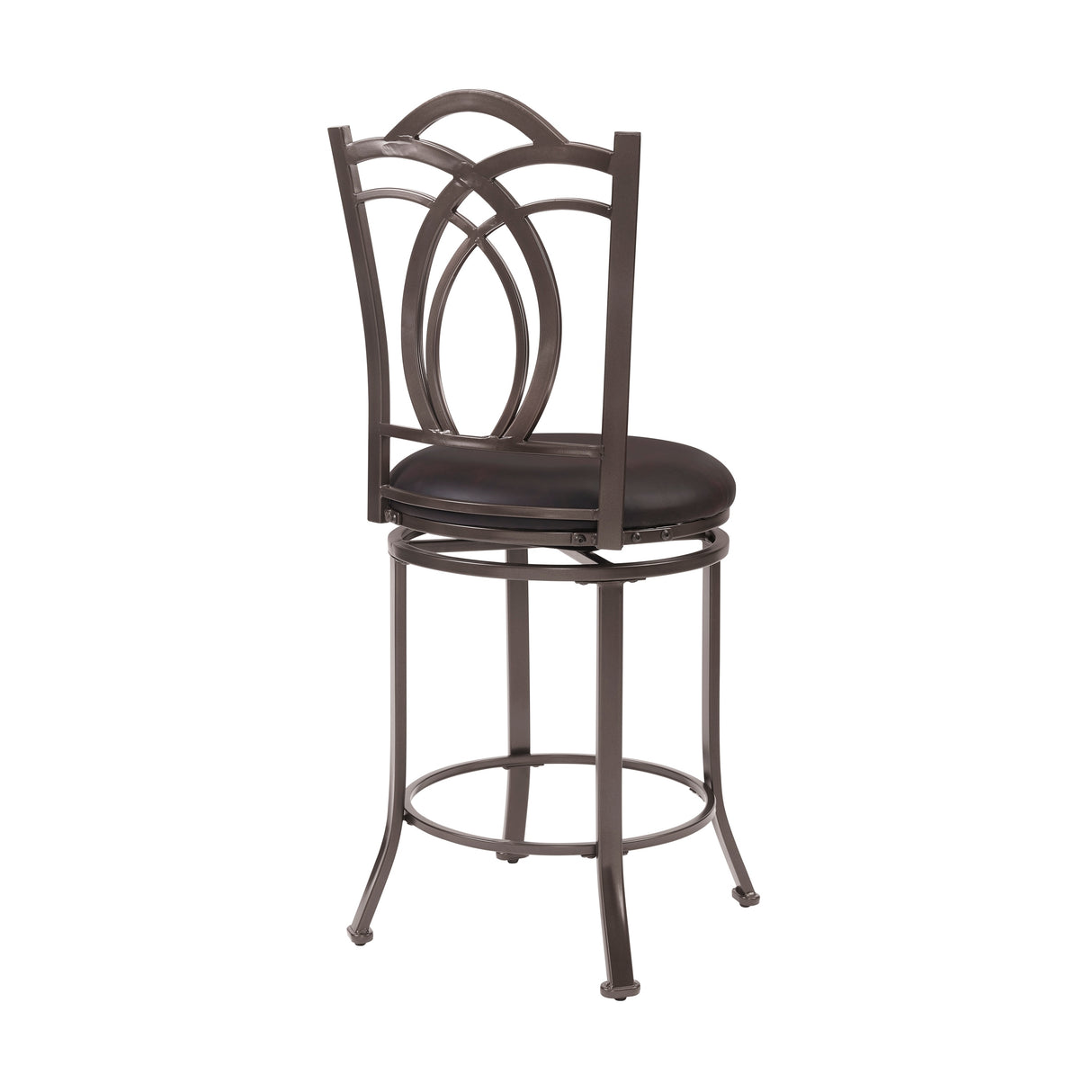 Linon Khalifah Brown Seat Metal Swivel Counter Stool