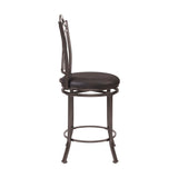 Linon Khalifah Brown Seat Metal Swivel Counter Stool