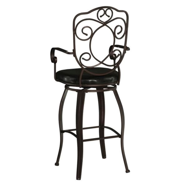 Copper Grove Grigoriopol Metal Bar Stool with Dark Brown Vinyl Seating