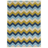 Linon Trio Collection Chevron Blue Area Rug