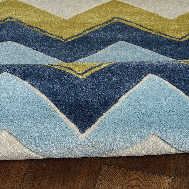 Linon Trio Collection Chevron Blue Area Rug
