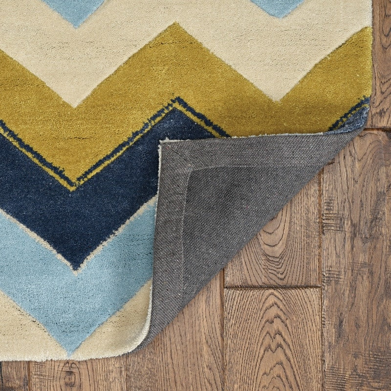Linon Trio Collection Chevron Blue Area Rug