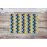 Linon Trio Collection Chevron Blue Area Rug