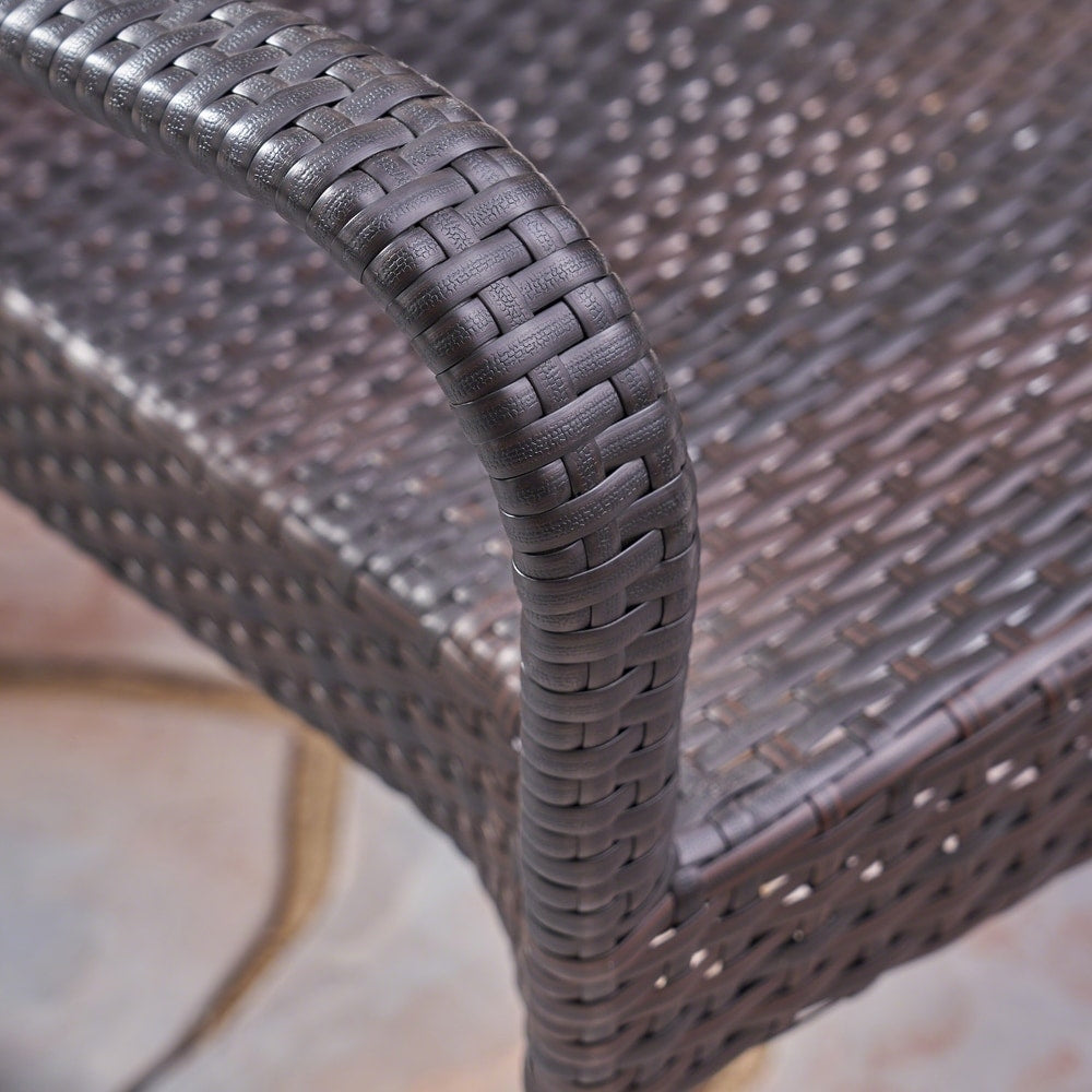Linwood Outdoor 3 Piece Wood and Wicker Bistro Set by Christopher Knight Home