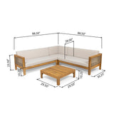 Linwood Outdoor 4-piece Wood Sectional Sofa Set by Christopher Knight Home