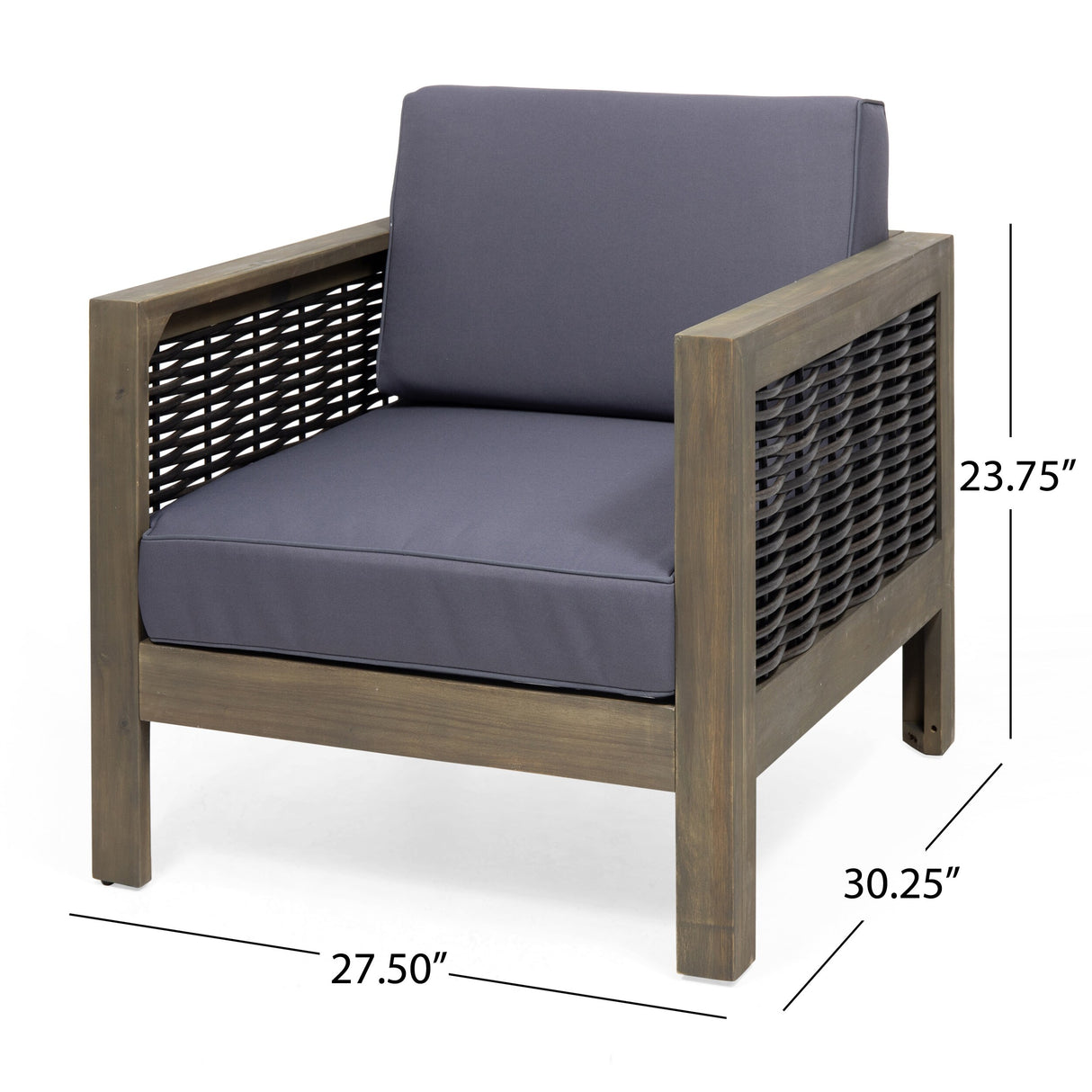 Linwood Outdoor Acacia Wood and Wicker Club Chair by Christopher Knight Home - N/A