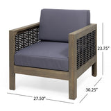 Linwood Outdoor Acacia Wood and Wicker Club Chair by Christopher Knight Home - N/A
