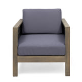 Linwood Outdoor Acacia Wood and Wicker Club Chair by Christopher Knight Home - N/A