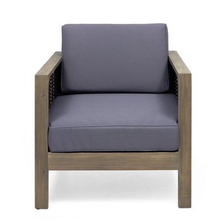 Linwood Outdoor Acacia Wood and Wicker Club Chair by Christopher Knight Home - N/A