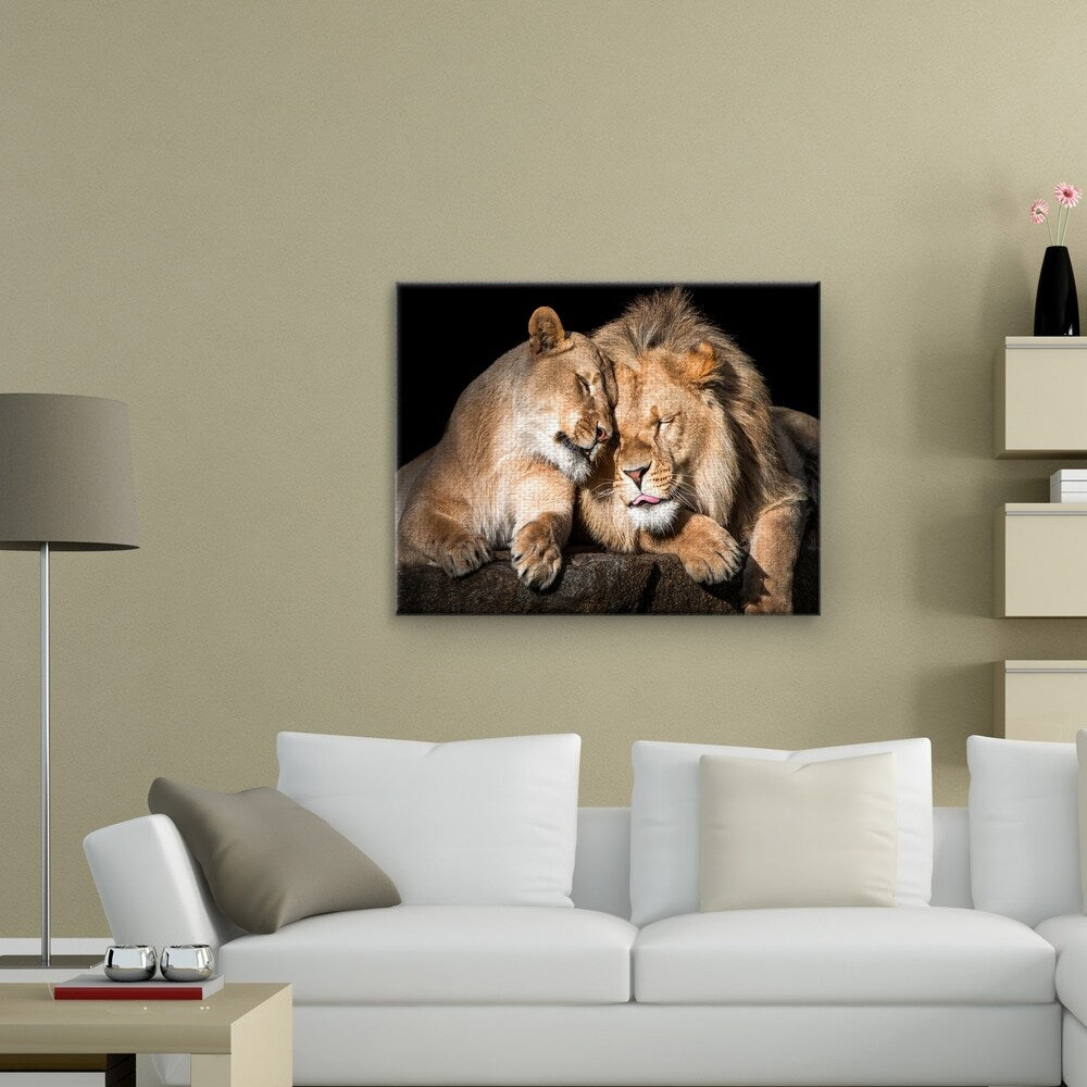 Masterpiece Art Gallery Lion Love By Belle Maison Canvas Art Print