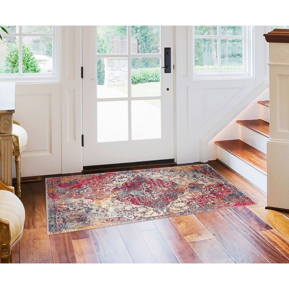 Liora Manne Antiquity Floral Medallion Indoor Rug Ivory