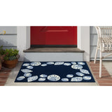Liora Manne Capri Seashell Border Indoor/Outdoor Rug Navy