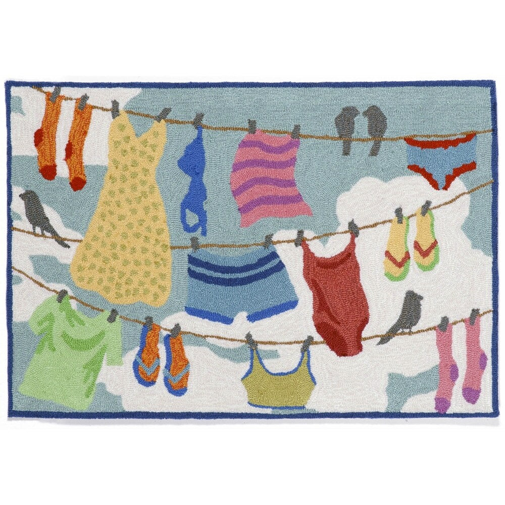 Liora Manne Frontporch Clothes Line Indoor/Outdoor Rug Multi 20"X30"