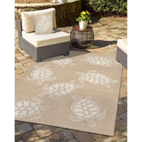 Liora Manne Frontporch Turtle Indoor/Outdoor Pillow Neutral 18" Square