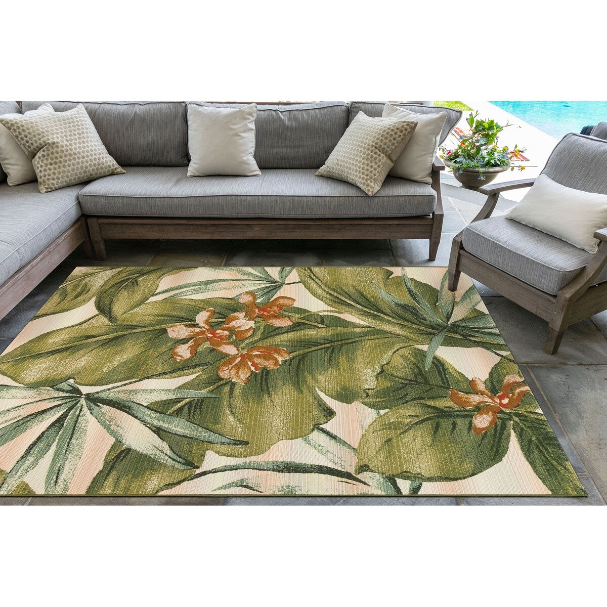 Liora Manne Marina Tropical Leaf Indoor/Outdoor Rug