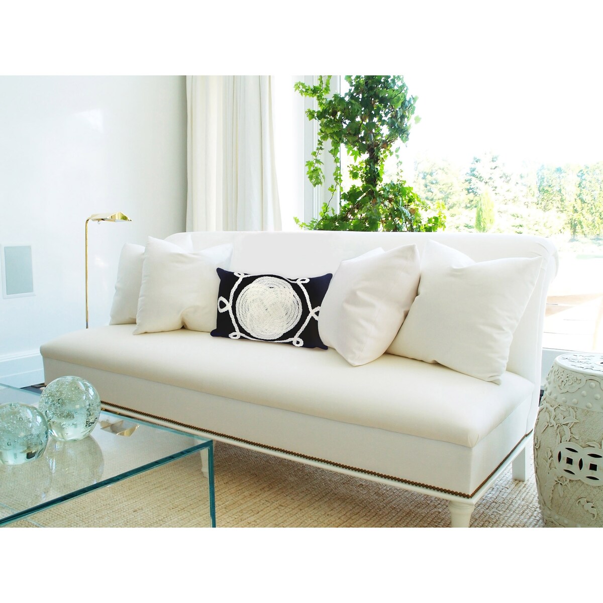 Liora Manne Visions II Ornamental Knot Indoor/Outdoor Pillow Navy 12"X20"