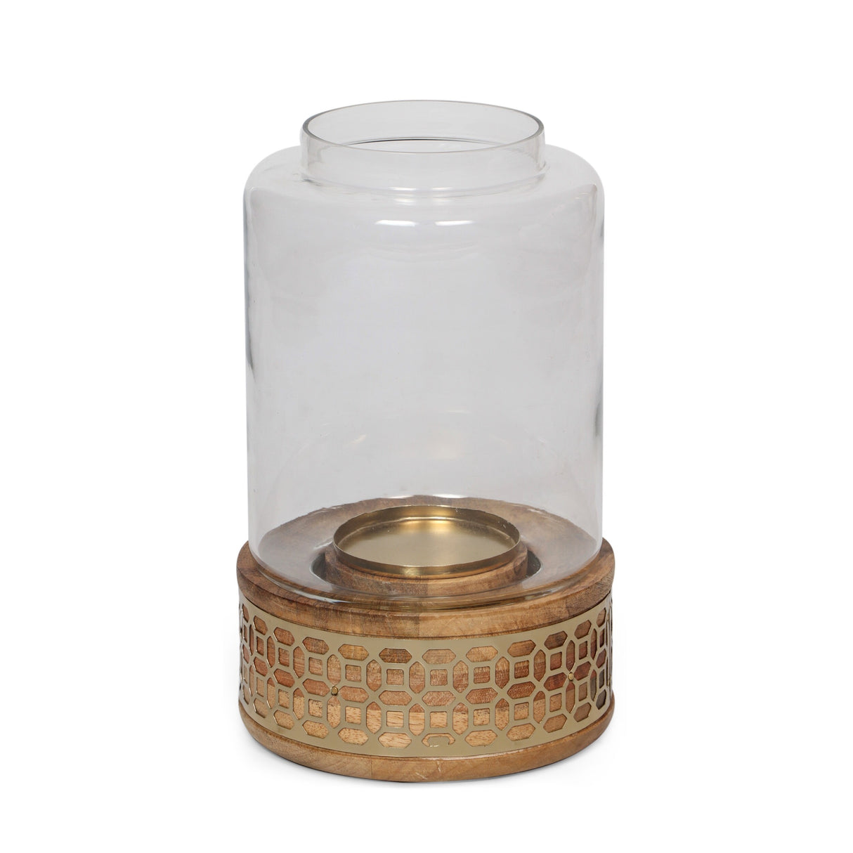 Lippert Boho Handcrafted Mango Wood Hurricane Candle Holder by Christopher Knight Home - 6.50" L x 6.50" W x 10.25" H