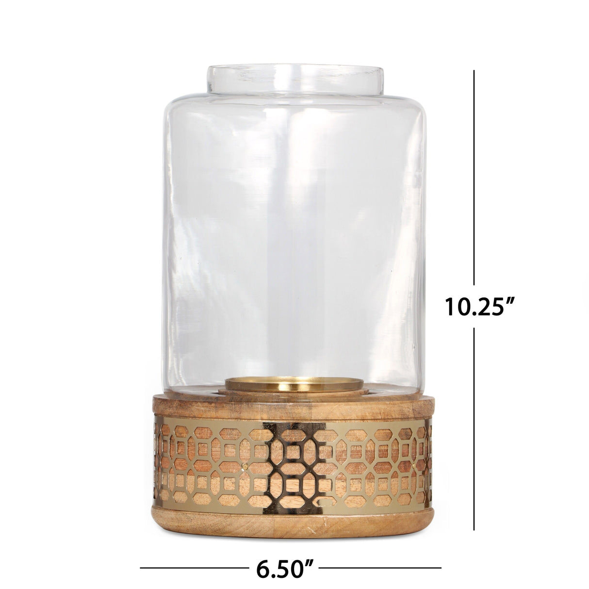 Lippert Boho Handcrafted Mango Wood Hurricane Candle Holder by Christopher Knight Home - 6.50" L x 6.50" W x 10.25" H
