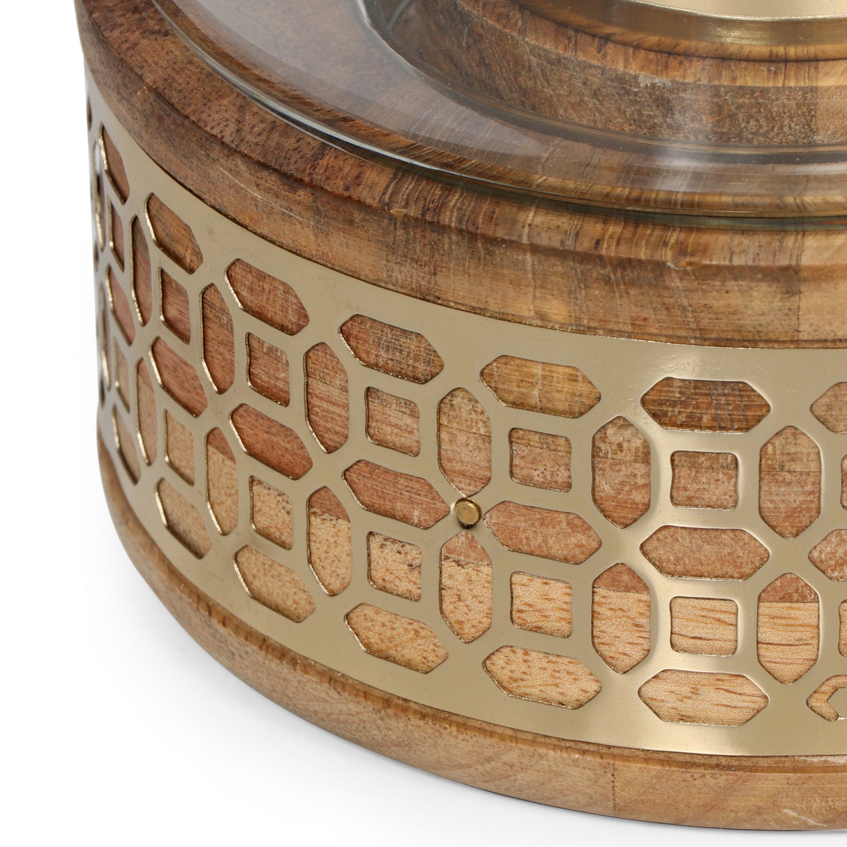 Lippert Boho Handcrafted Mango Wood Hurricane Candle Holder by Christopher Knight Home - 6.50" L x 6.50" W x 10.25" H