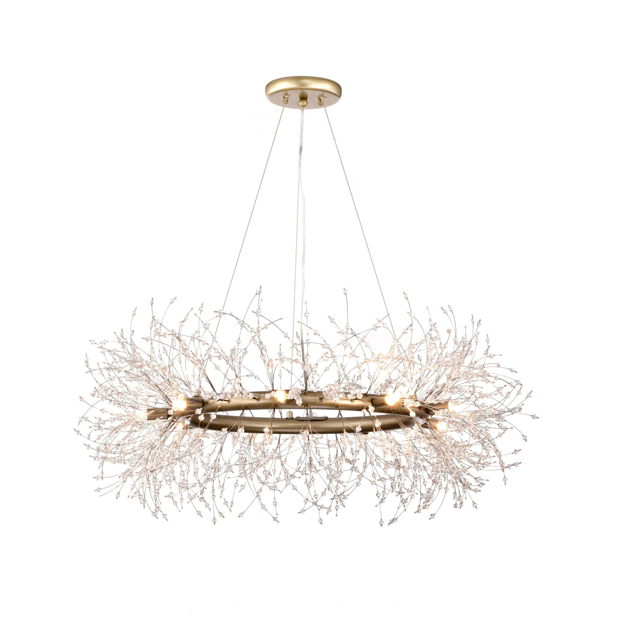 Liria 9-Light Brushed Silver-ish Champagne Beads Firework Chandelier