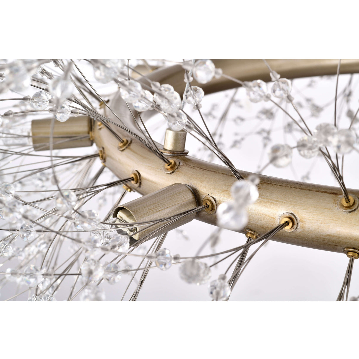 Liria 9-Light Brushed Silver-ish Champagne Beads Firework Chandelier