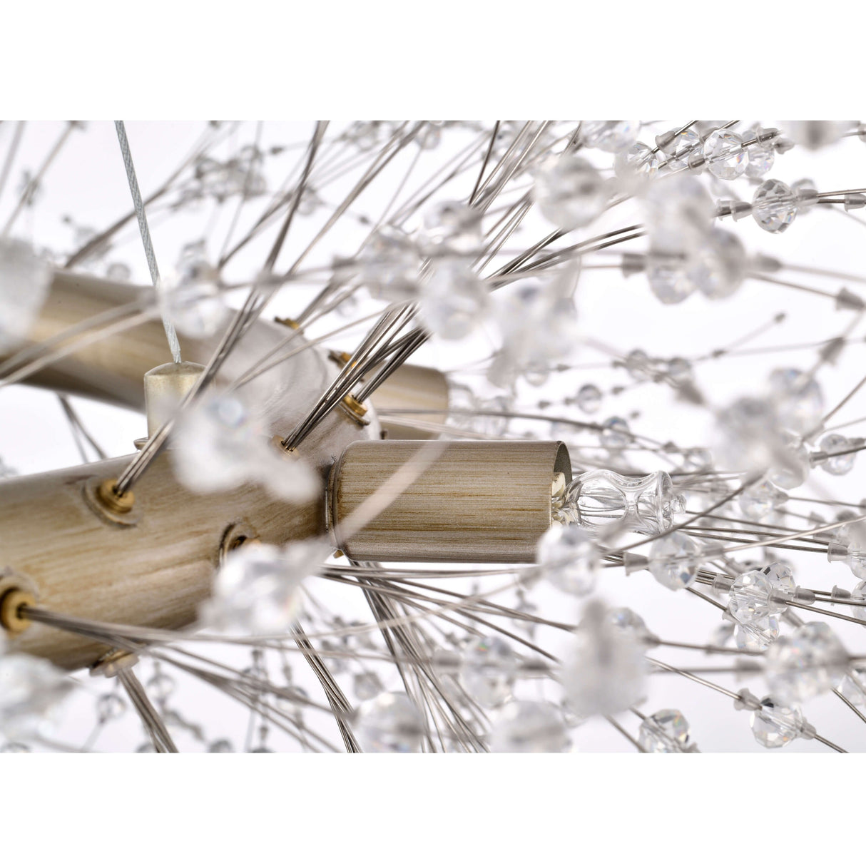 Liria 9-Light Brushed Silver-ish Champagne Beads Firework Chandelier