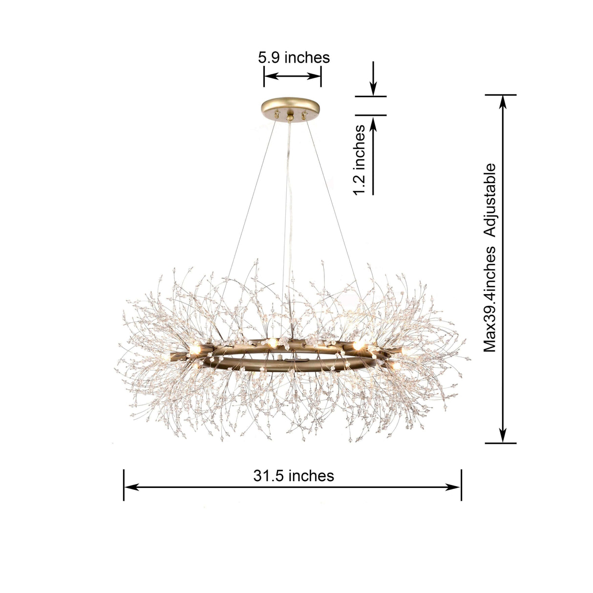 Liria 9-Light Brushed Silver-ish Champagne Beads Firework Chandelier
