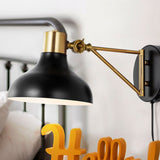 Lisa Swing Arm 1-Light Modern Midcentury Iron USB Charging Port LED Sconce, by JONATHAN Y