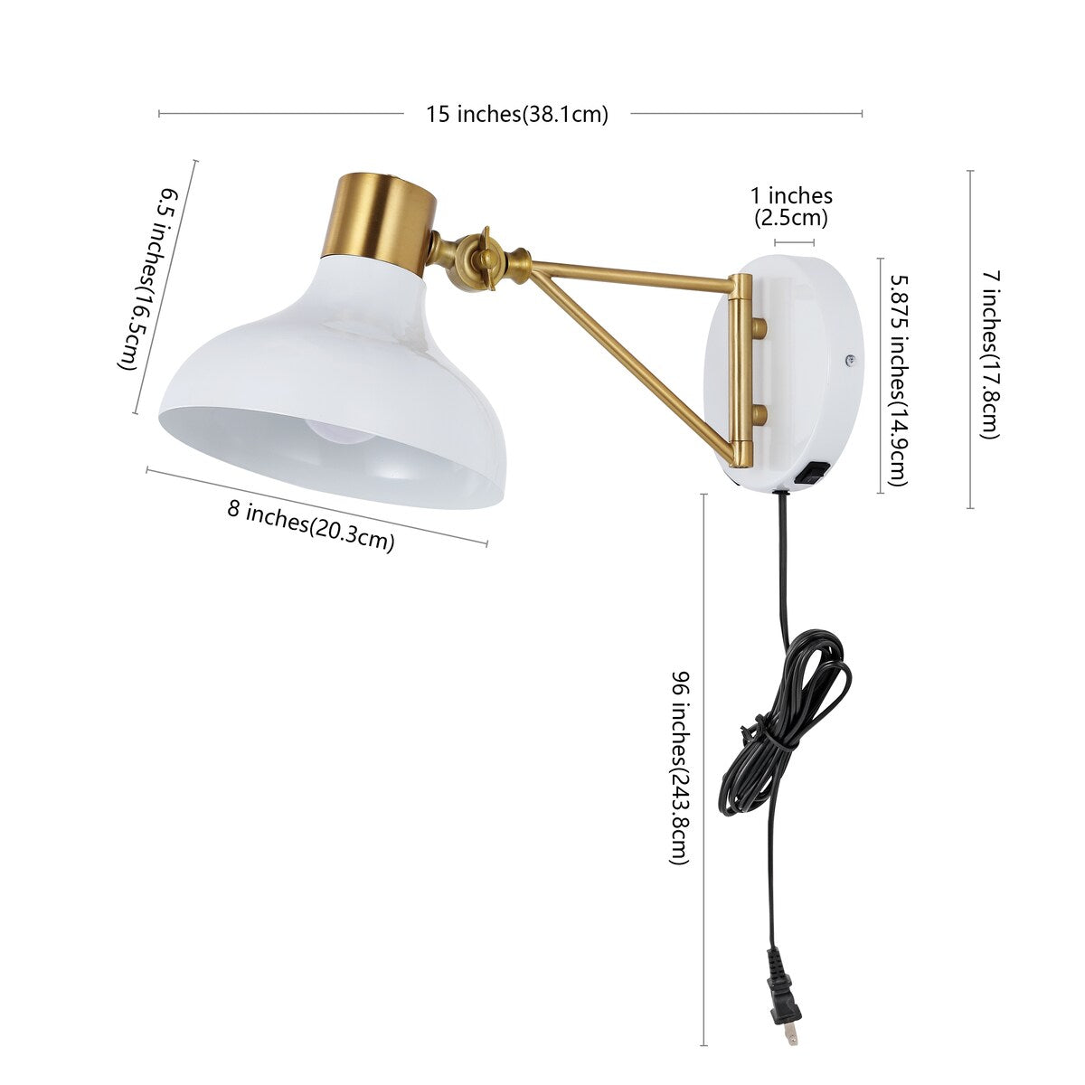 Lisa Swing Arm 1-Light Modern Midcentury Iron USB Charging Port LED Sconce, by JONATHAN Y