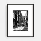 Lisbon Ascensor Da Bica Linocut Architecture Car Art Print/Poster