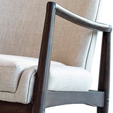 Lisette Beige Upholstered Rocking Chair with Wooden Arm