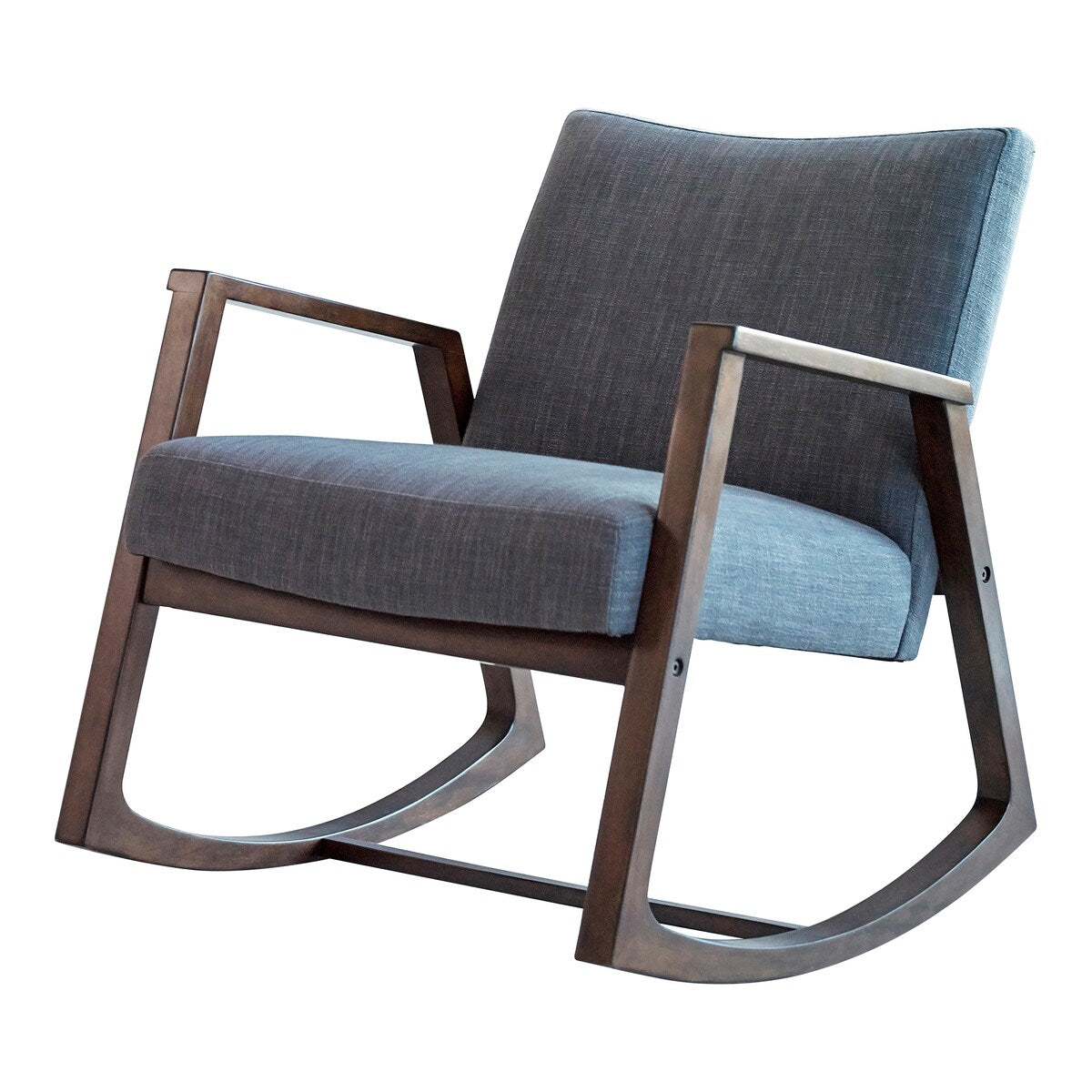 Lisette Grey Upholstered Rocking Chair with Wooden Arm