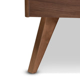 Lissette Mid-Century Modern Walnut Brown Finished Wood Full Size Platform Bed Frame
