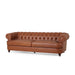 Litch Chesterfield Leather Tufted 3 Seater Top Grain Sofa by Christopher Knight Home