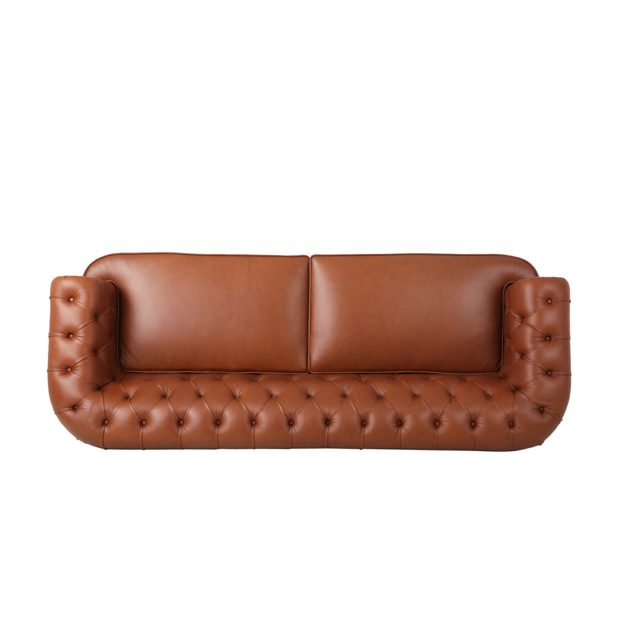 Litch Chesterfield Leather Tufted 3 Seater Top Grain Sofa by Christopher Knight Home