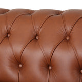 Litch Chesterfield Leather Tufted 3 Seater Top Grain Sofa by Christopher Knight Home