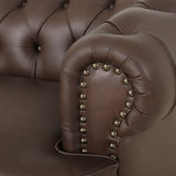 Litch Chesterfield Leather Tufted 3 Seater Top Grain Sofa by Christopher Knight Home
