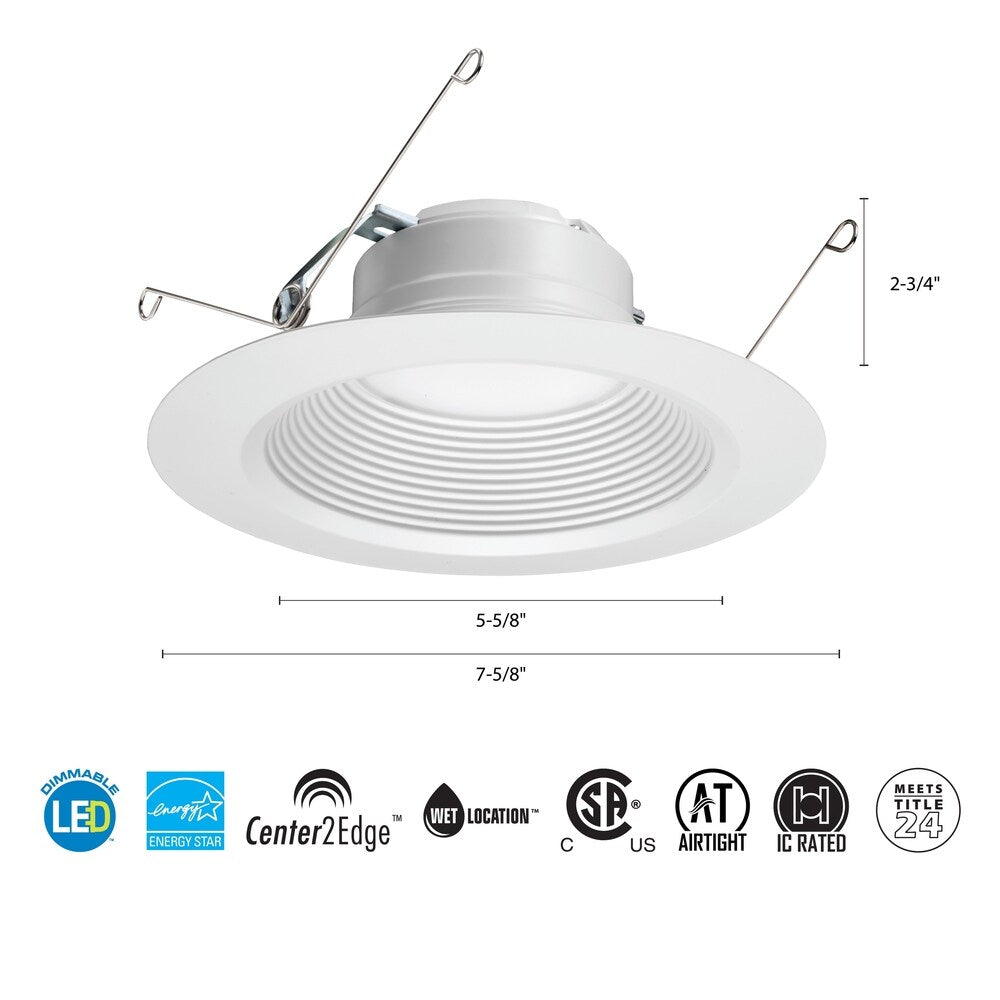Lithonia Lighting 5/6 Inch White Retrofit LED Recessed Downlight, 12W Dimmable with 5000K Day White, 825 Lumens