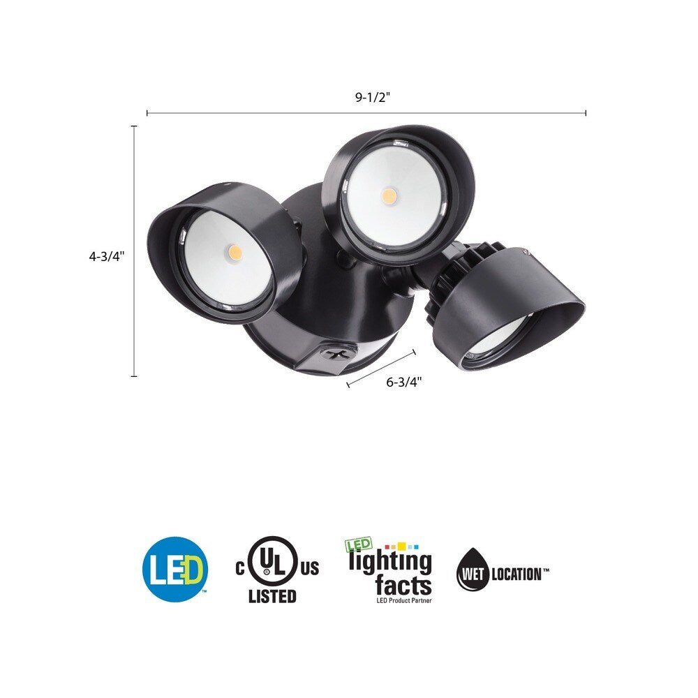 Lithonia Lighting OLF 3RH 40K 120 BZ M4 3-Head Outdoor LED Black/ Bronze Round Flood Light
