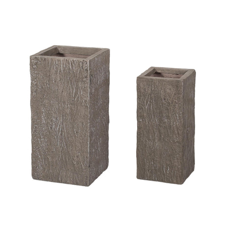 Littell Outdoor Medium and Small Cast Stone Planters (Set of 2) by Christopher Knight Home